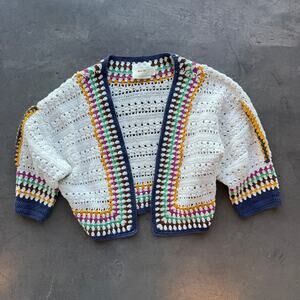 Vintage Y2K Anthropologie Maeve Patterned Cream Blue Women's Sweater OS